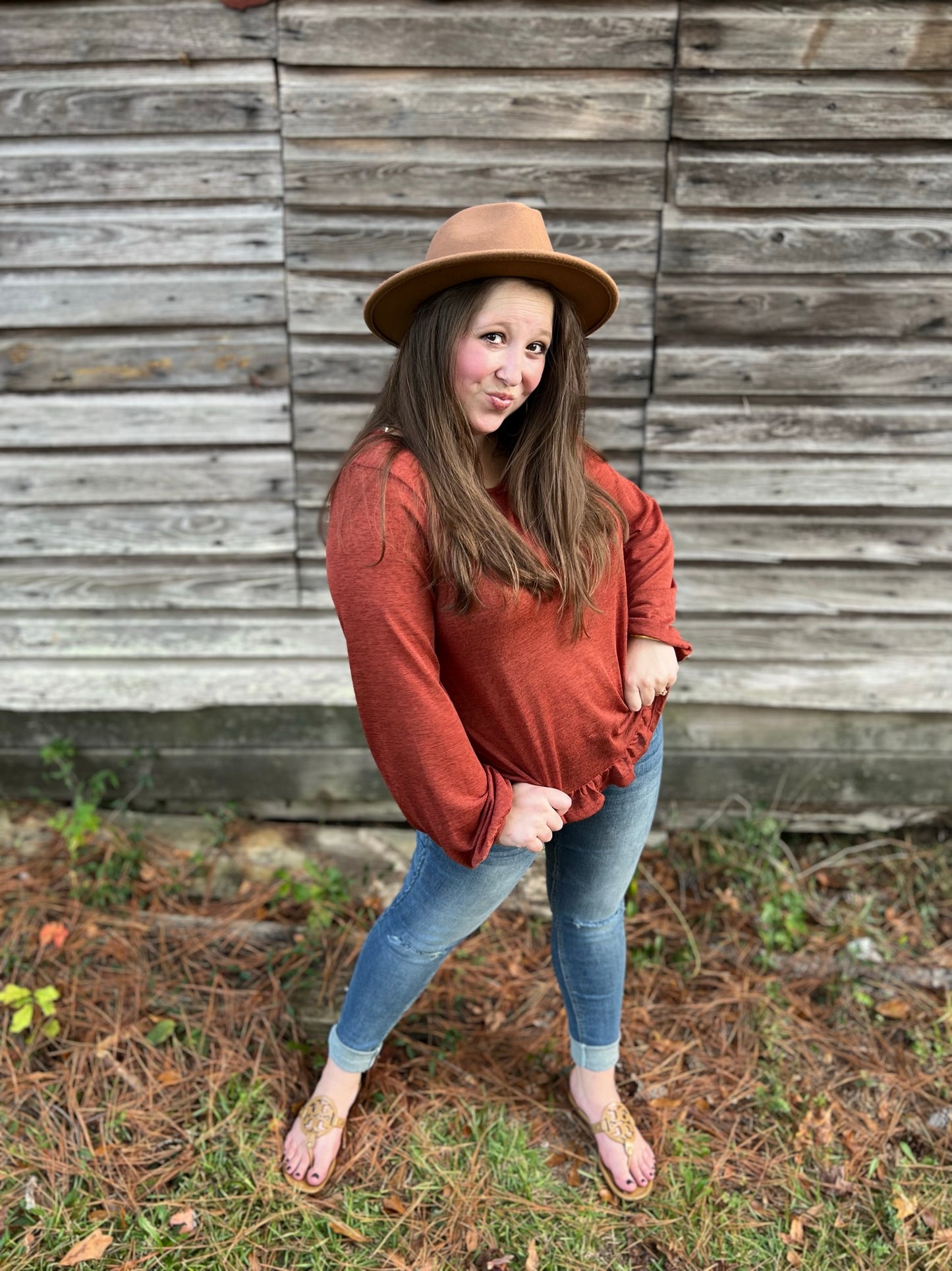 Pumpkin Pickin' Ruffle Top