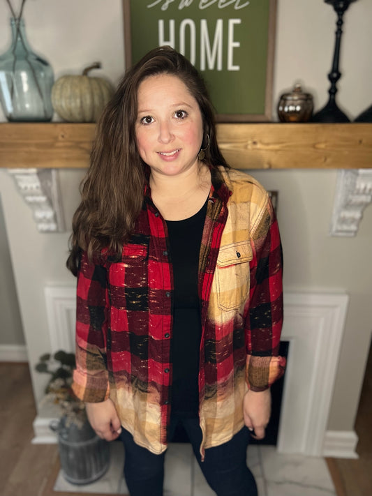 Faded Out Flannel - Red and Black